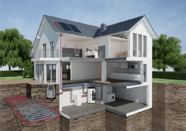 Ground-source heat pump system installation diagram